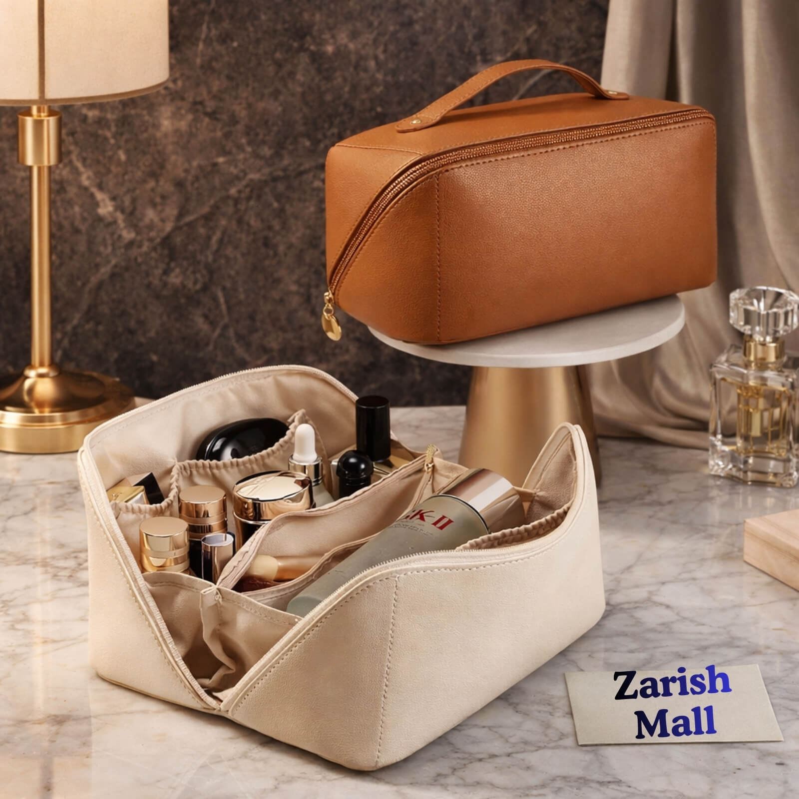 Leather Travel Cosmetic Organizer