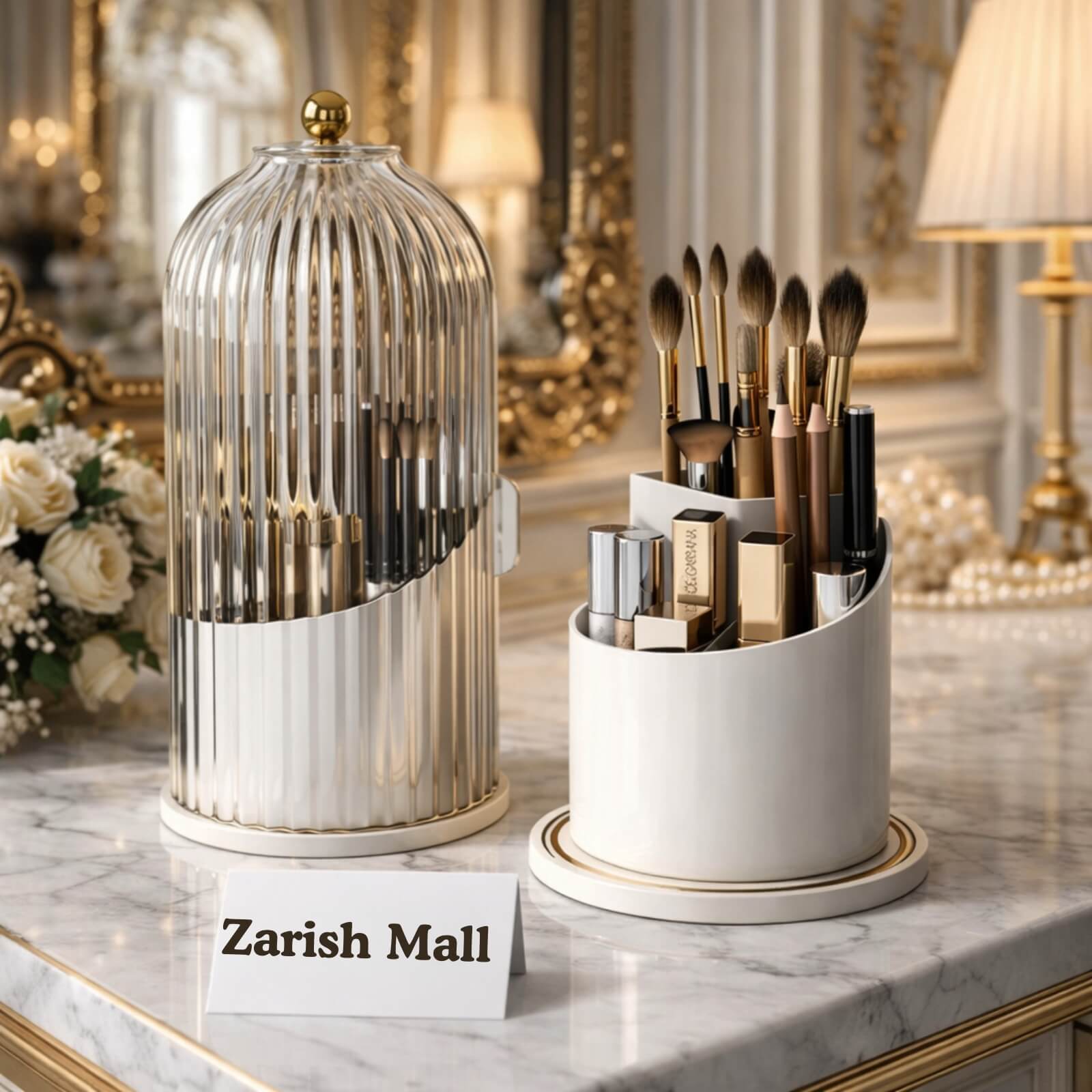 Luxury Rotating Makeup Brush Holder