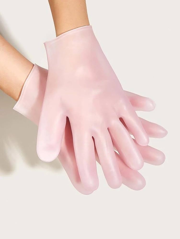 Pink gloves on a white background