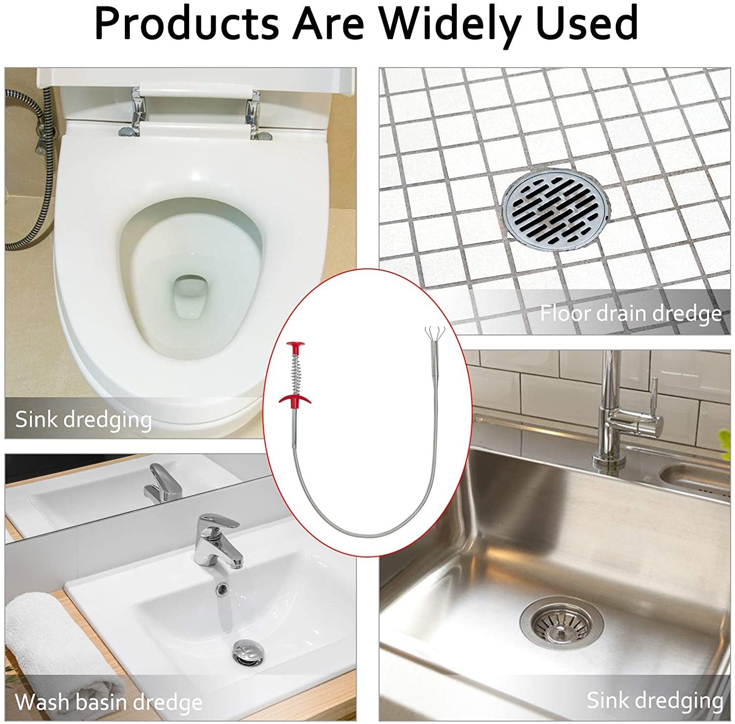 Metal Flexible 60cm Drain Cleaner Spring – Sink, Pipe & Sewer Clog Remover Tool