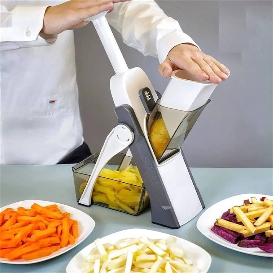 5-in-1 Multifunctional Mandoline Slicer & Vegetable Chopper – Adjustable Kitchen Vegetable Cutter with Hand Guard
