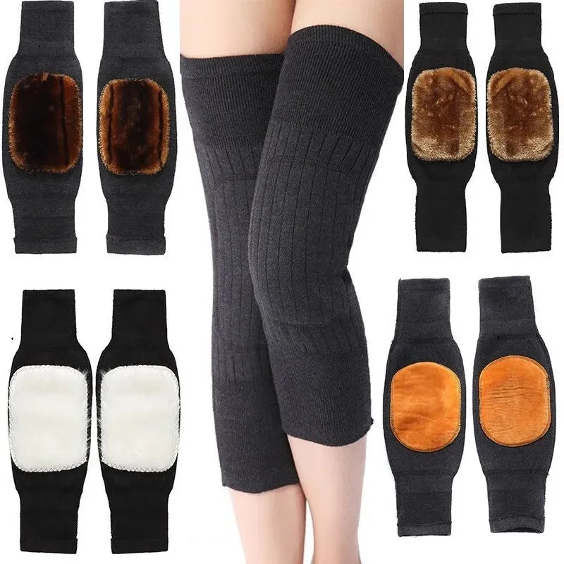 Black knee-high socks with varying colored patches on a white background