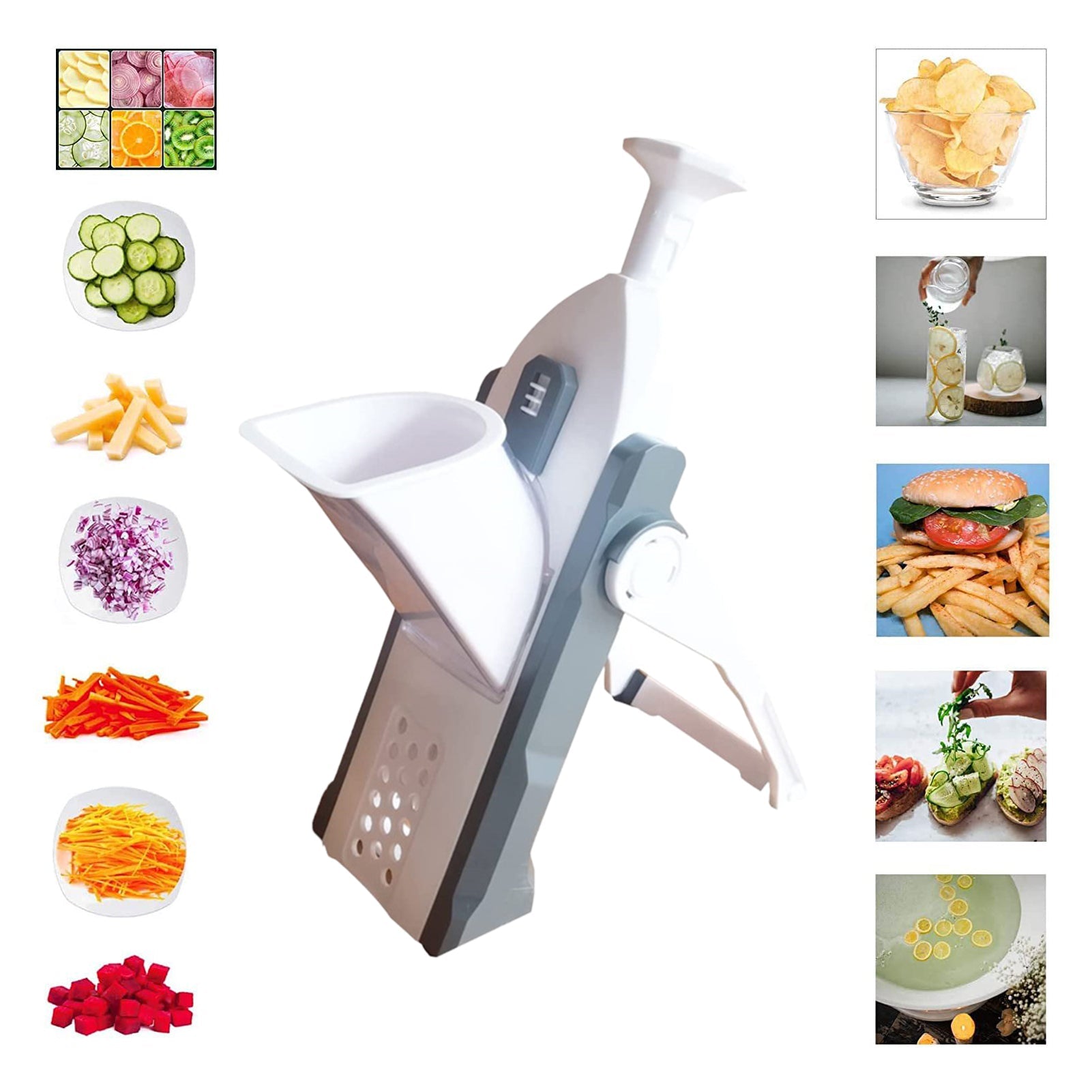 5-in-1 Multifunctional Mandoline Slicer & Vegetable Chopper – Adjustable Kitchen Vegetable Cutter with Hand Guard